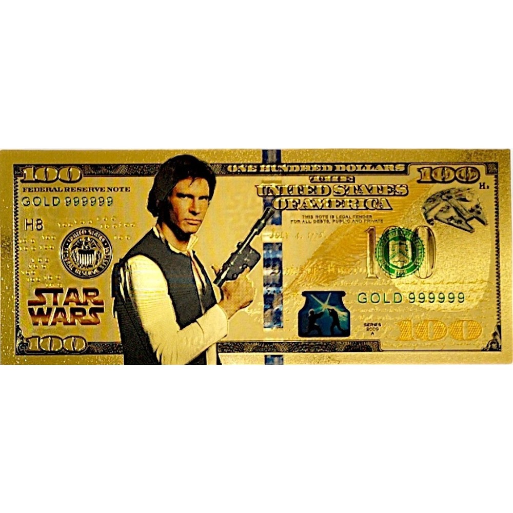 24k Gold Plated Han Solo Star Wars Banknote Collectible‎ $100 Bill
